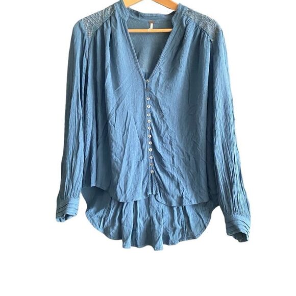 Free People Canyon Rose Button Down Embroidered Tunic. Size Small. - Picture 2 of 9